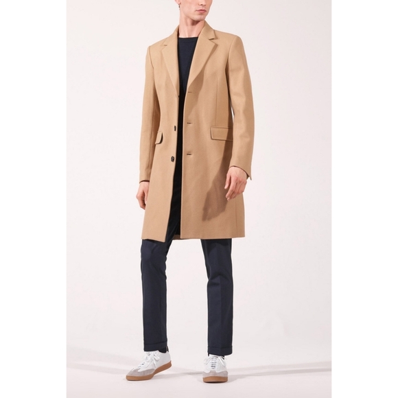 SANDRO Wool + Cashmere Coat Tan Light Brown Brown M Medium - Picture 5 of 12